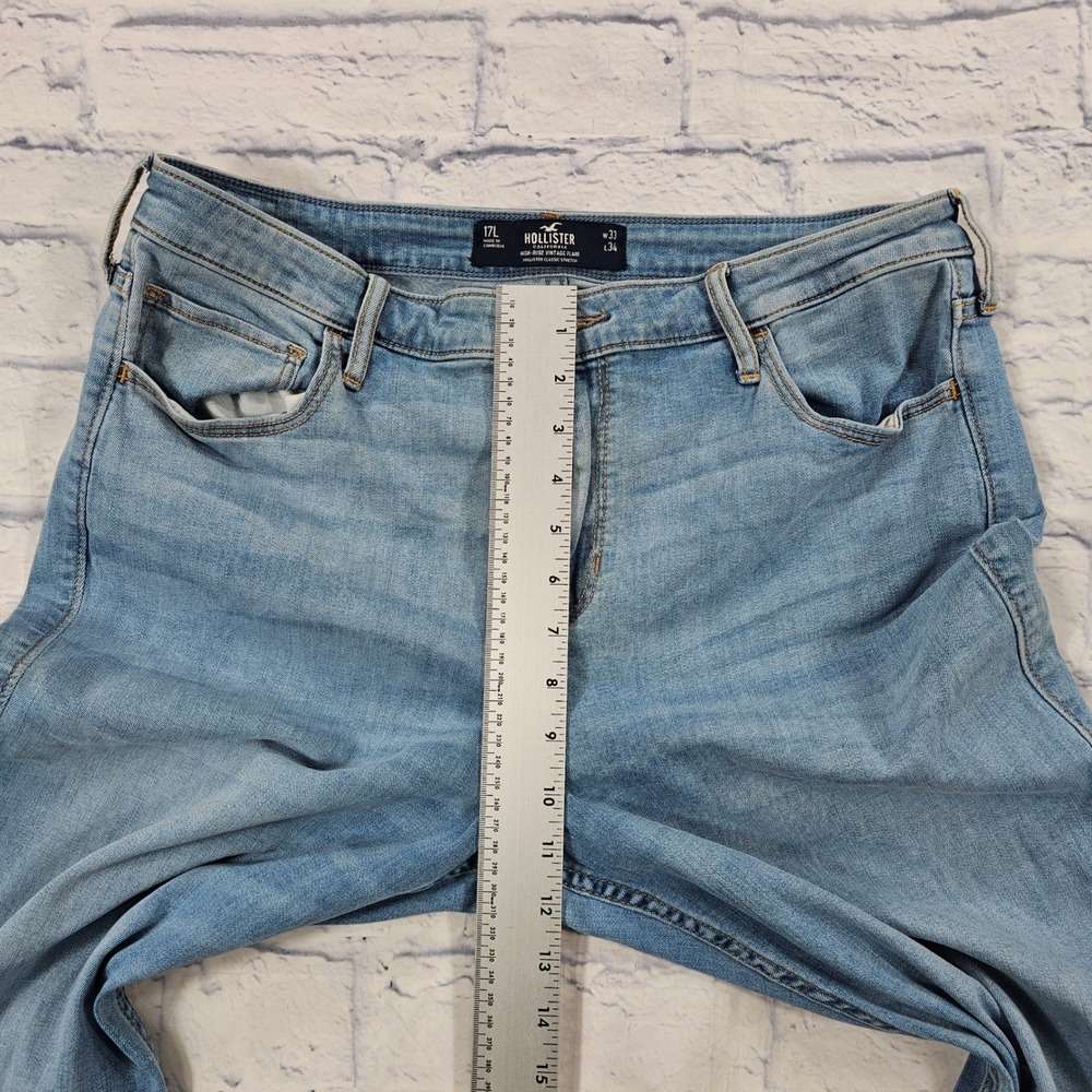Hollister High Rise Vintage Flare Jeans Womens 33 Light Blue Stretch Denim - Picture 5 of 13